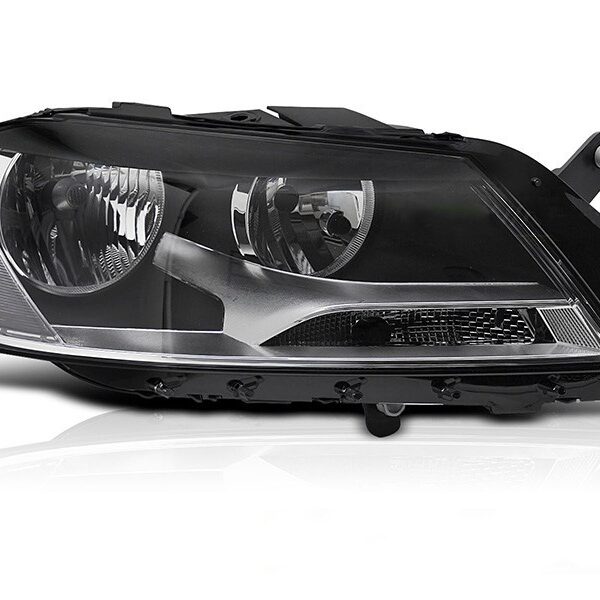 Десен рефлекторен фар за Volkswagen Passat B7 седан, комби 2010-2014 с черна основа