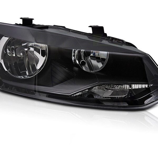 Десен рефлекторен фар за Volkswagen Polo хечбек, седан 2009-2014 с черна основа