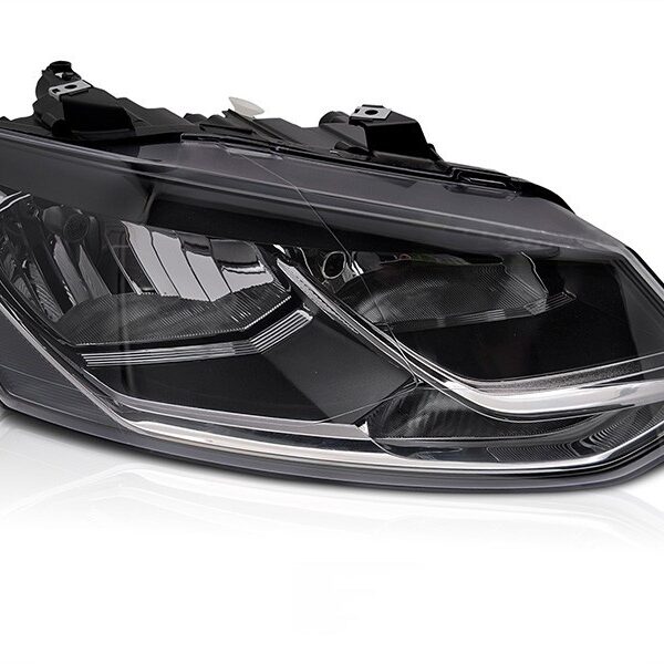 Десен рефлекторен фар за Volkswagen Polo хечбек, седан 2014-2017 с черна основа