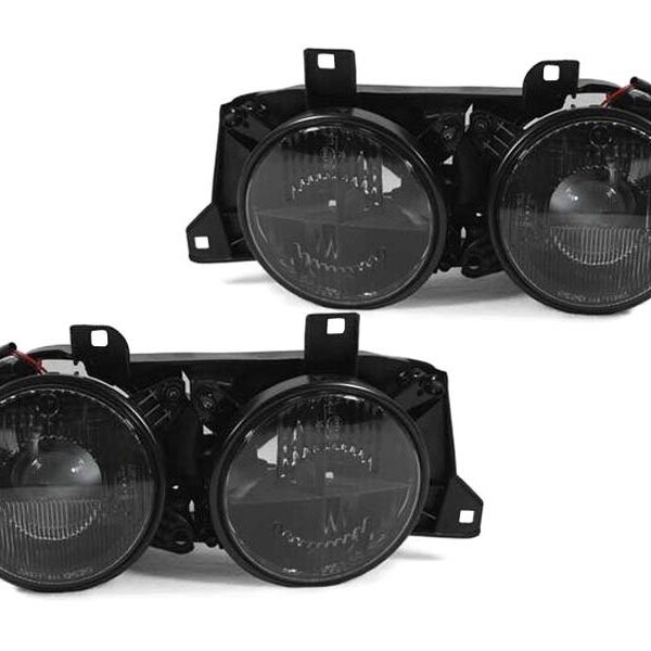 Комплект тунинг фарове за BM серия 5 E34 1987-1995, серия 7 E32 1986-1994 с черна основа, ляв и десен
