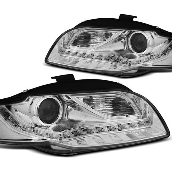 Комплект тунинг фарове за Audi A4 B7 2004-2008 с хром основа, ляв и десен