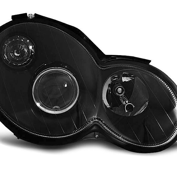 Комплект тунинг фарове за Mercedes C класа Sport Coupe CL203 2000-2004 с черна основа , ляв и десен