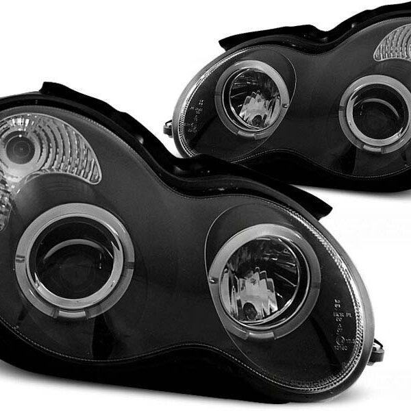 Комплект тунинг фарове за Mercedes C класа W203 2000-2004, с черна основа, ляв и десен