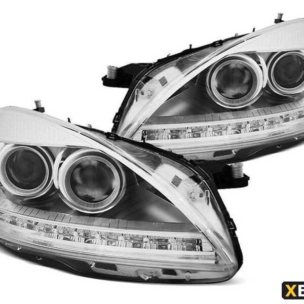 Комплект ксенонови фарове за Mercedes S класа W221 2005-2009 с хром основа, ляв и десен