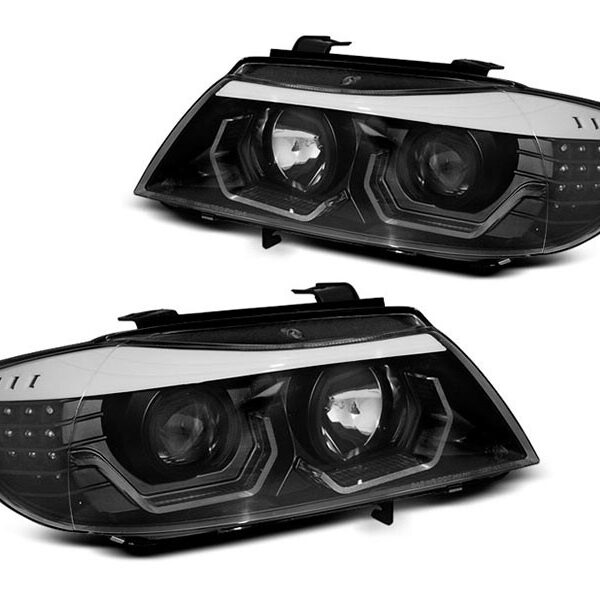 Комплект тунинг фарове за BMW серия 3 E90/E91 2005-2008 с черна основа, ляв и десен