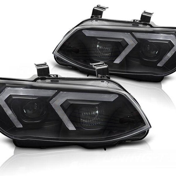 Комплект LED тунинг фарове за BMW серия 3 E92 купе, E93 кабрио 2010-2013 с черна основа, за модела с фабрични DRL светлини, без AFS, ляв и десен