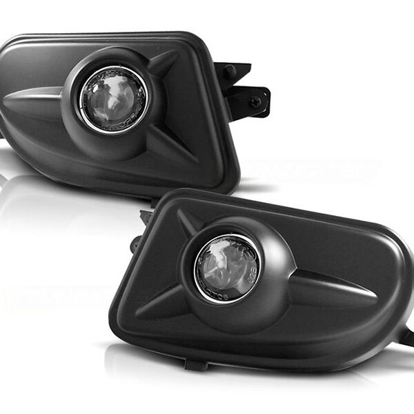Комплект халогени с лупа за Mercedes E класа W210 1999-2002/SLK R170 1996-2000/CLK W208 1998-2002 черни, ляв + десен