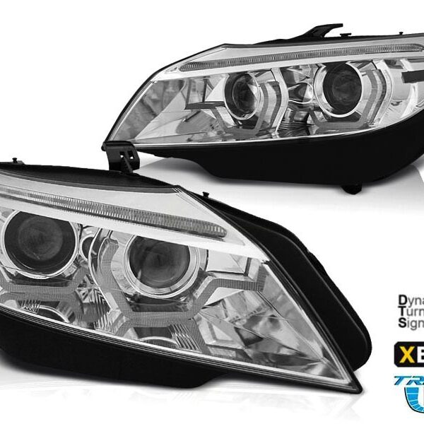 Комплект ксенонови фарове с 3D ангелски очи за BMW Z4 E89 2009-2013 за AFS, хром основа, ляв и десен