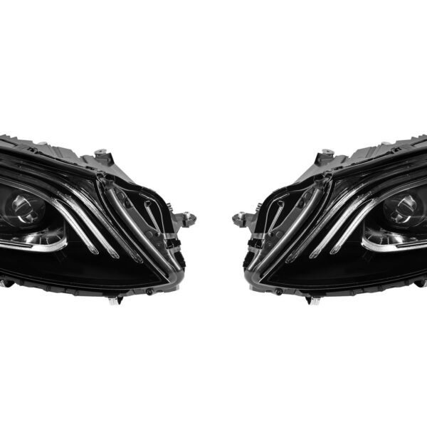 Комплект тунинг LED фарове за Mercedes S класа W222 2013-2017 с модули с поставен AMG пакет за facelift W222, черна основа , ляв и десен