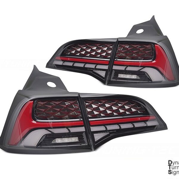 Комплект LED стопове за Tesla Model 3 2017-2020, Model 3 след 2020 година, Model Y след 2020 година, червено опушена основа, ляв и десен