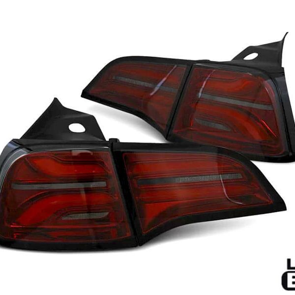 Комплект LED стопове за Tesla Model 3 след 2017 година, черна и опушена основа, ляв и десен