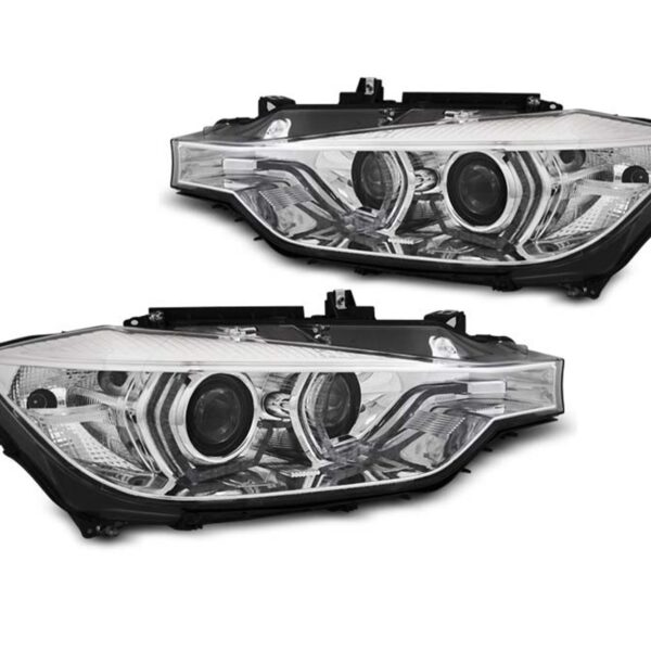 Комплект тунинг DRL фарове за BMW серия 3 F30 седан, F31 комби 2015-2018 с хром основа, ляв и десен