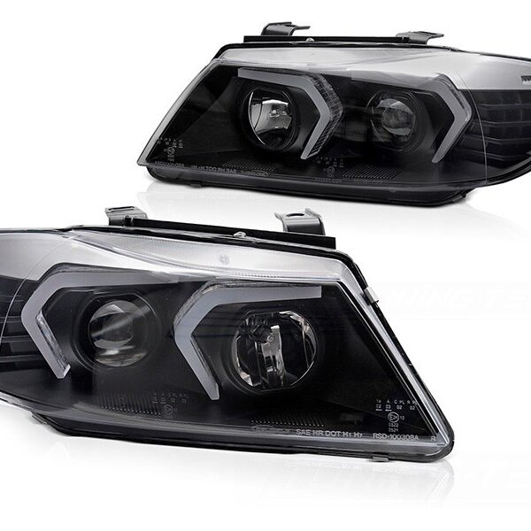 Комплект LED фарове за BMW серия 3 Е90 седан, E91 комби 2005-2008 с черна основа
