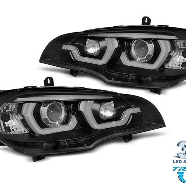 Комплект тунинг фарове за BMW X5 E70 2007-2013 с черна основа , ляв и десен