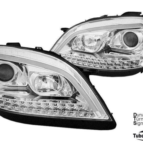 Комплект тунинг фарове за Mercedes ML W164 2005-2008 с хром основа, ляв и десен