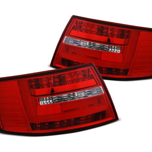 Комплект тунинг LED стопове за Audi A6 C6 седан 2004-2008 червено/бели за букса със 6 пина, ляв и десен