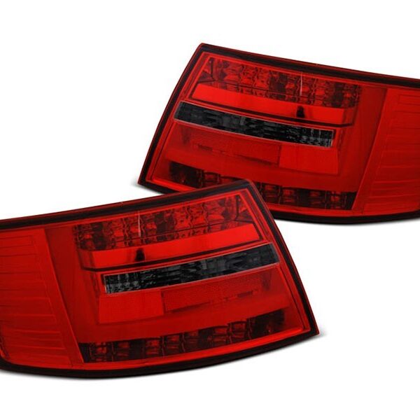 Комплект тунинг LED стопове за Audi A6 C6 седан 2004-2008 черно/червени за букса със 6 пина, ляв и десен