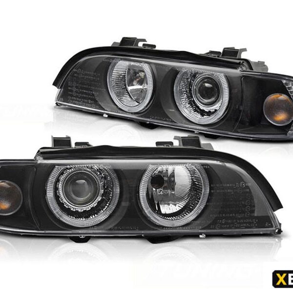 Комплект тунинг ксенонови фарове за BMW серия 5 E39 седан, комби 2000-2003 с черна основа, ляв и десен