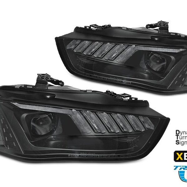 Комплект ксенонови фарове за Audi A4 B8 2012-2015 с динамичен мигач, черна основа, ляв и десен