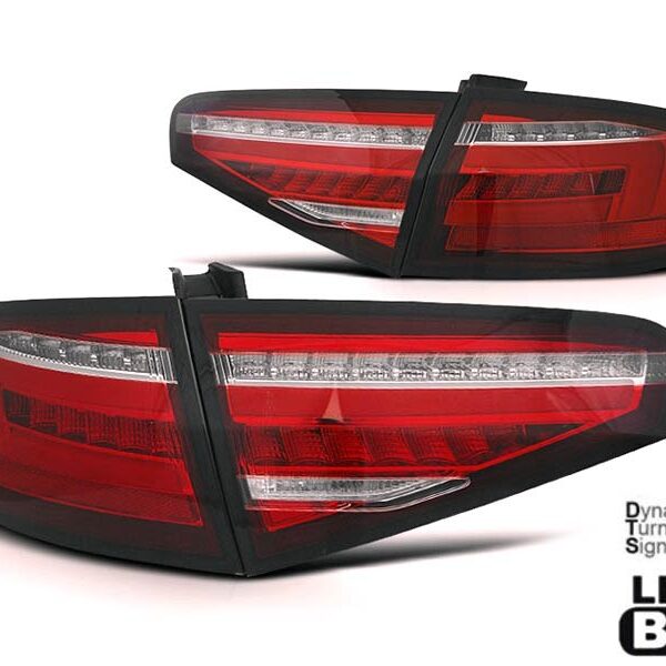Комплект тунинг LED стопове за Audi A4 B8 седан 2012-2015 червена основа за модела с халогенни стопове, ляв и десен