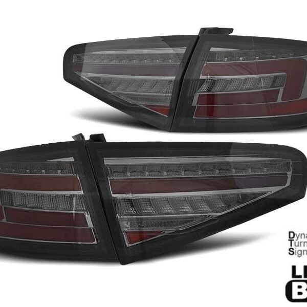 Комплект тунинг LED стопове за Audi A4 B8 седан 2012-2015 опушена основа за модела с халогенни стопове, ляв и десен