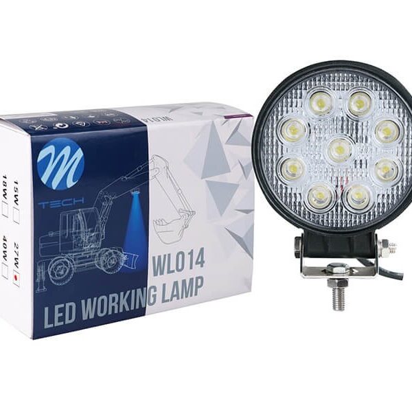 LED бар M-tech Work Light кръгъл с 9 диода 10-30V, 27W, 6000K, 1700lm, 137x120x68mm, 1 брой