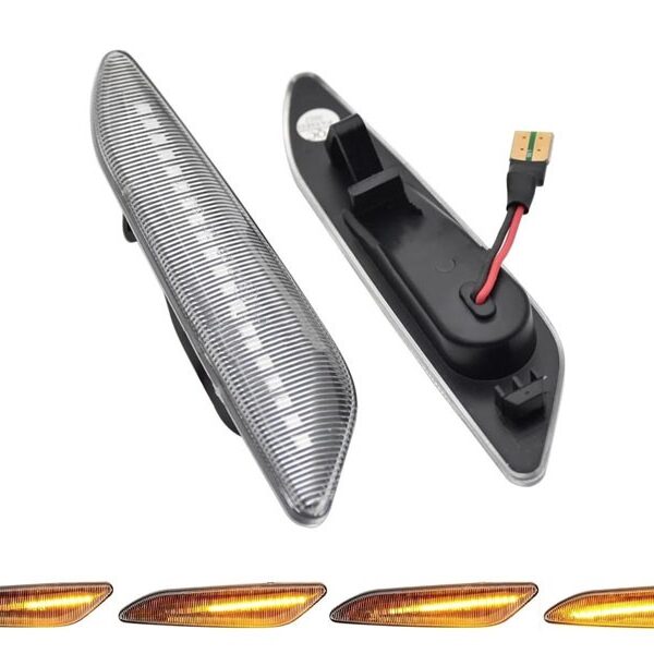 Комплект странични LED динамични мигачи за Alfa Romeo 147 2004-2010, 156 1997-2005, 159 Sportwagon 2000-2006 с бяла основа, ляв + десен