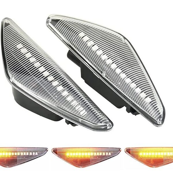 Комплект странични LED динамични мигачи за BMW X3 F25 2014-2017, X4 F26 2013-2018 с бяла основа, ляв + десен