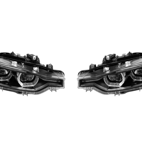 Комплект тунинг LED фарове за BMW серия 3 F30, F31 2013-2015 с черна основа, за модела с халогенни фарове