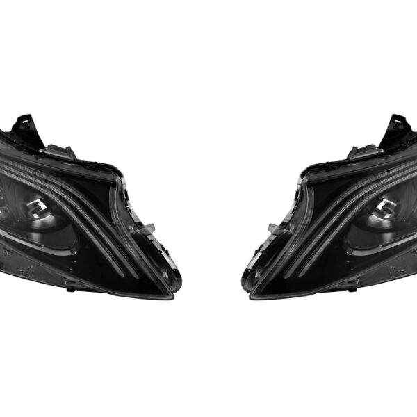 Комплект LED тунинг фарове за Mercedes V класа W447 Vito 2014-2023 с черна основа, за модела с фабрични халогенни светлини без AFS, ляв и десен