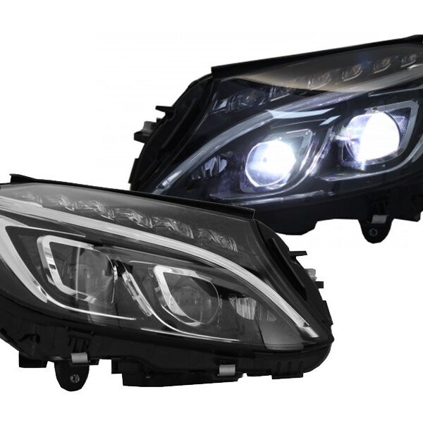 Комплект LED фарове за Mercedes C класа W205 2014-2018 с черна основа, ляв и десен