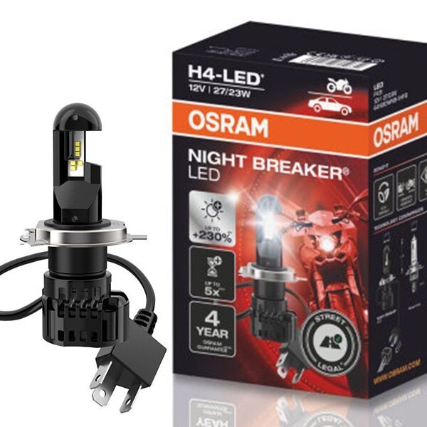 LED крушка Osram за фарове H4 Night Breaker студено бяла светлина, 12V, 27/23W, 6000K, 1650/1000LM, P43t, 1 брой