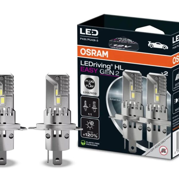 Комплект 2 броя LED крушки Osram Easy GEN2 H4/H19 12V, 22/24W, 6500K, 1850/1500lm