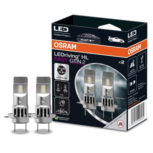 Комплект 2 броя LED крушки Osram Easy GEN2 H7/H18 12V, 16W, 6500K, 2000lm