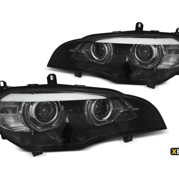 Комплект LED фарове за BMW X5 E70 2007-2013 с фабричен ксенон, с AFS, черна основа, ляв и десен