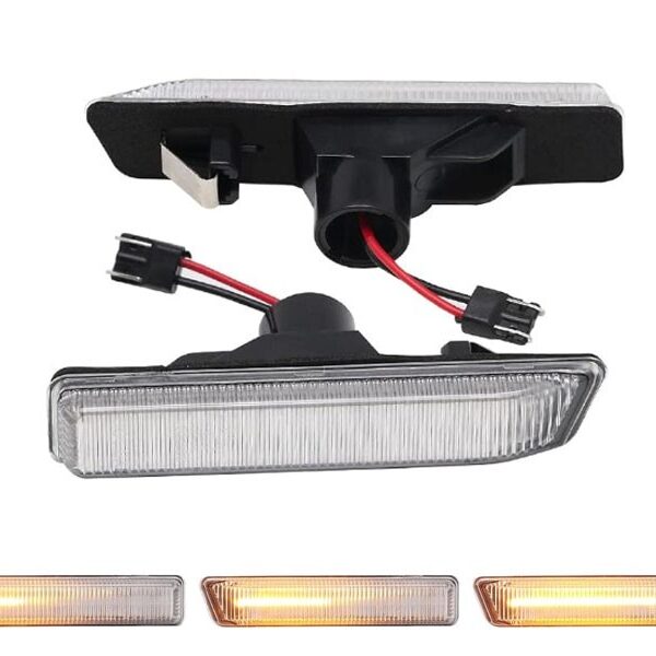 Комплект странични LED динамични мигачи за BMW серия 3 E36 1996-1999, X5 E53 1999-2006 с бяла основа, ляв + десен