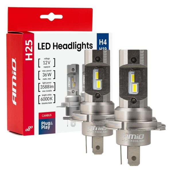 LED система Amio серия H25 Canbus H4 36W, 12V, 6000K, 3588lm
