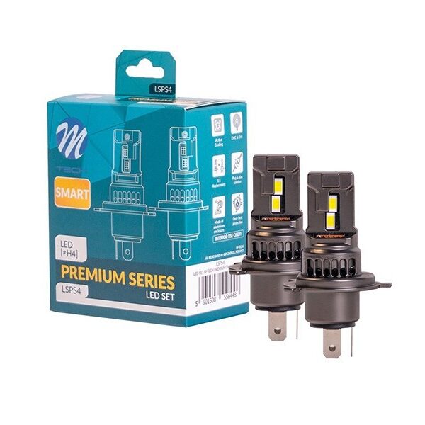 LED СИСТЕМА M-TECH PREMIUM SMART ЗА ФАРОВЕ H4 CANBUS, СТУДЕНО БЯЛА СВЕТЛИНА, 12V, 70W, 6000K, 4000LM