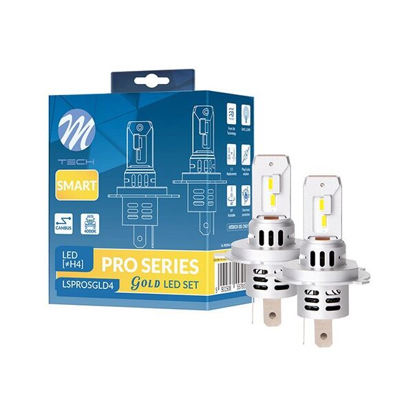 LED система M-tech Pro Smart Gold за фарове H4 топло бяла светлина, 12V, 52W, 4000K, 4300lm