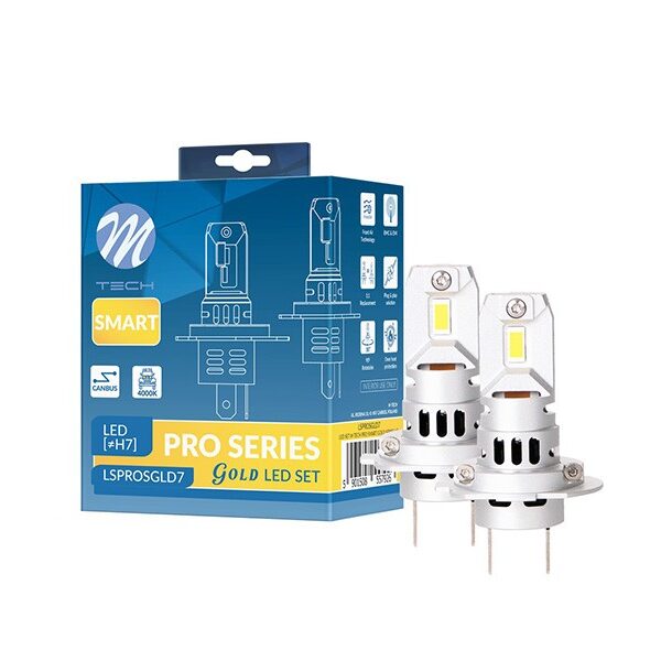 LED система M-tech Pro Smart Gold за фарове H7 топло бяла светлина, 12V, 42W, 4000K, 4800lm