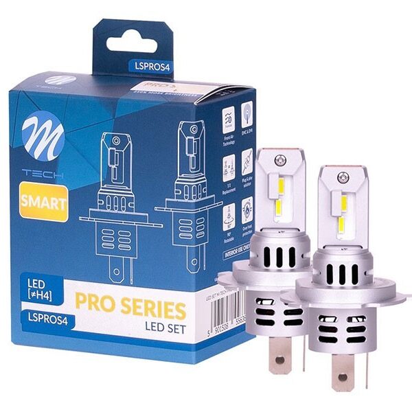 LED система M-tech Pro Smart за фарове H4, студено бяла светлина, 12V, 52W, 6000K, 4600lm