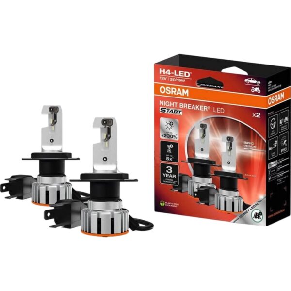 LED система Osram за фарове H4 Night Breaker LED Start студено бяла светлина, 12V, 20/19W, 6000K
