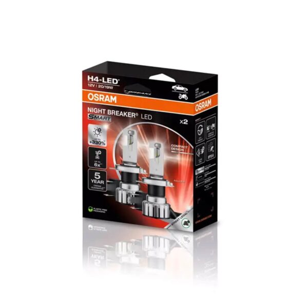LED система Osram за фарове H4 Night Breaker Smart студено бяла светлина, 12V, 20/19W, 6000K, 1650LM
