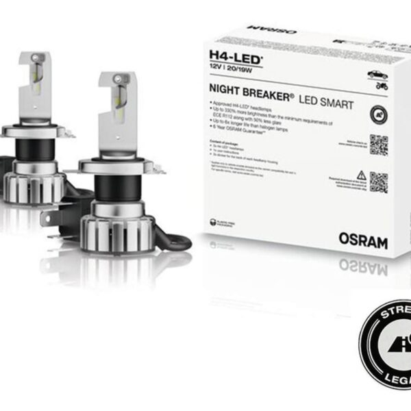 LED система Osram за фарове H4 Night Breaker Smart студено бяла светлина, 12V, 20/19W, 6000K, 1650LM