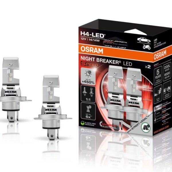 LED система Osram за фарове H4 Night Breaker LED Speed 450 студено бяла светлина, 12V, 14W, 1000/1600lm, 6000K