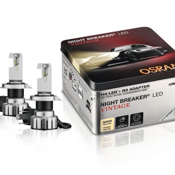 LED система Osram за фарове H4 Night Breaker Vintage топла бяла светлина, 12V, 21/20W, 3000K, 1650/1000lm, Street Legal