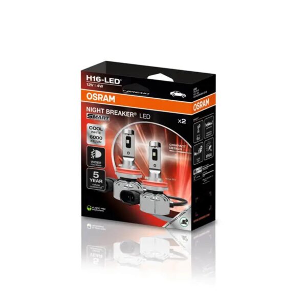 LED система Osram за фарове H16 Night Breaker Smart студено бяла светлина, 12V, 4W, 6000K, 500lm