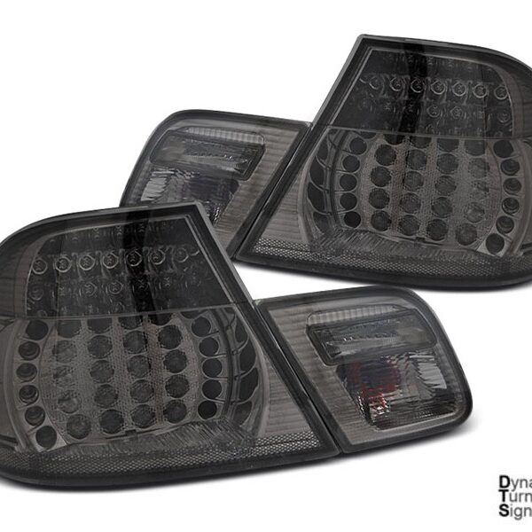 Комплект тунинг LED стопове за BMW E46 1999-2003 купе, опушена основа, с динамичен мигач, ляв и десен