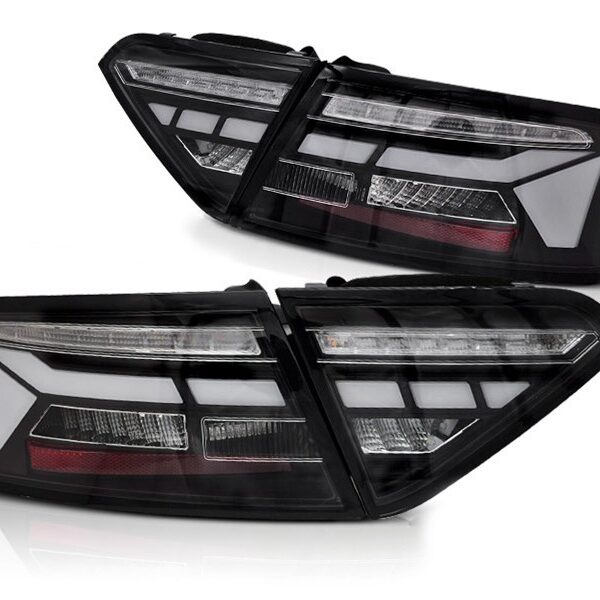 Комплект тунинг LED стопове за Audi A5 2011-2016 с черна основа, с динамичен мигач, ляв и десен