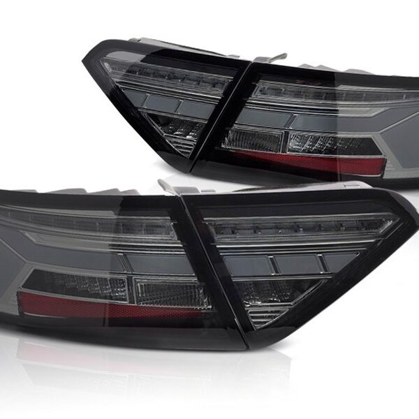 Комплект тунинг LED стопове за Audi A5 2011-2016 с опушена основа, с динамичен мигач, ляв и десен